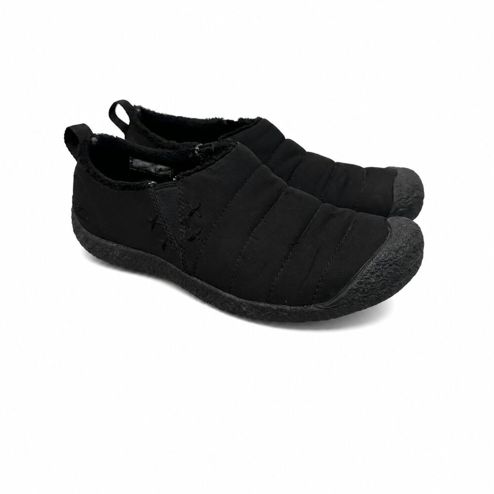 KEEN Howser II 1011884 Womens Size 8 Black Quilted Nylon Fleece Slip On Shoes